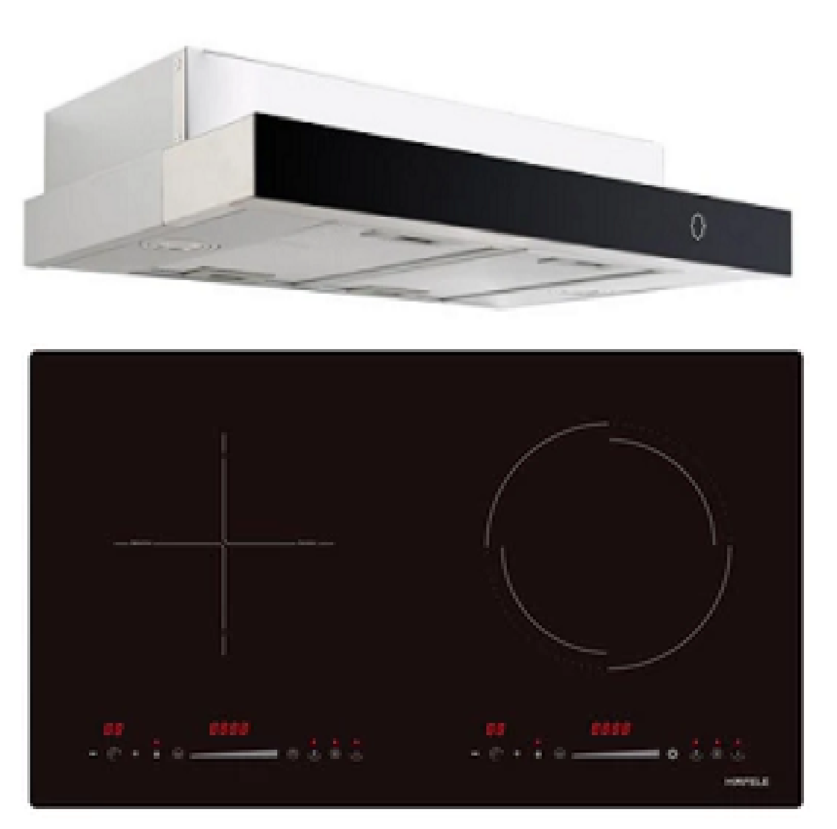 Hafele 90CM Semi Integrated Hood 536.88.133 + Hafele 73CM DOUBLE-ZONE Hybrid Hob INDUCTION & RADIANT 536.66.836